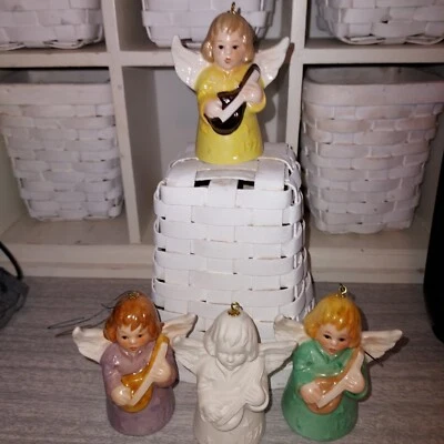 Juego de 4--1977 Adorno Anual Árbol de Navidad Angel Bell Goebel W. Alemania Foto 1 de 4