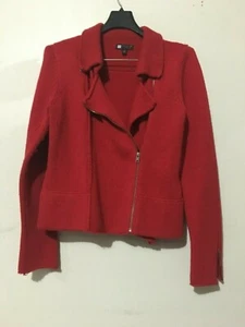  Carole Little Gr. L rot Reißverschluss Wollmischung Cardigan Klappe vorne Pullover Oberteil Damen - Bild 1 von 11