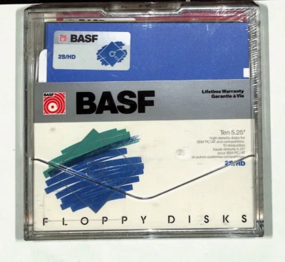 BASF FLOPPY DISKS MINIDISKETTE DISQUE SOUPLE BLEU-VERT-JAUNE-ORANGE-ROUGE - Image 1 of 4