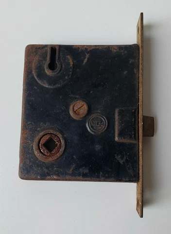 Vintage Mortise Lock Door Lockset Interior Metal Antique Rusty Patina 01 Cover