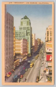 Linen Postcard Los Angeles 9th and Broadway Eastern Clock Tower - Picture 1 of 2