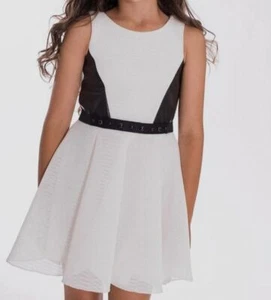 $175 Zoe Ltd Kid's Girl's White Sleeveless Round-Neck Fit & Flare Dress Size 16 - Picture 1 of 2