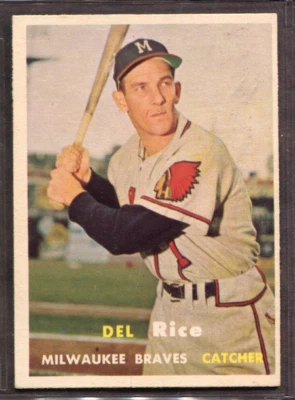 1957 Topps Set-Break #193 Del Rice EX-EXMINT *JAYSACE* - Image 1 of 2