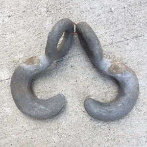 Pair Of Vintage Galvanized Steel Interlocking Clevis Grab Hooks - Picture 1 of 5