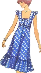 1970s Square Neck Sundress Dress Empire Tiered Sewing Pattern Style 1539 - Picture 1 of 3