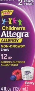 Children's Allegra Allergy Relief 12hr 30mg Non-Drowsy Berry 4oz Exp 10/25 - Picture 1 of 1
