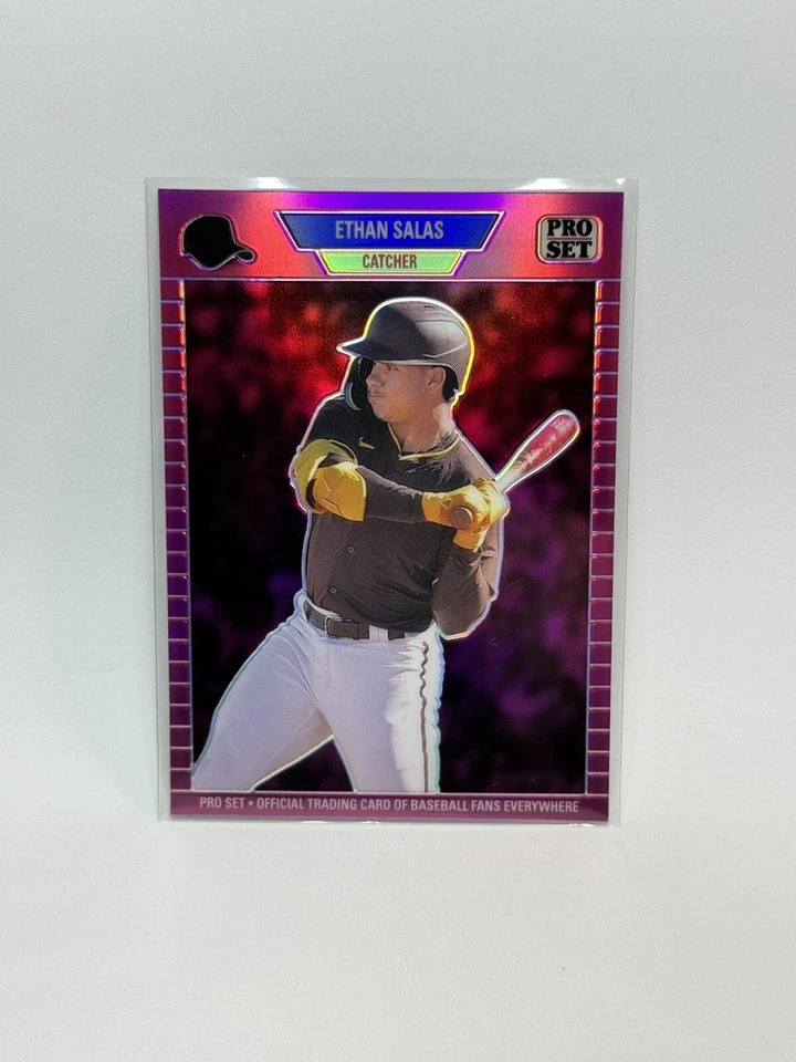 2024 Leaf Pro Set Exclusive RC ETHAN SALAS Pink Refractor Rookie Card #6/6 - Image 1 of 2