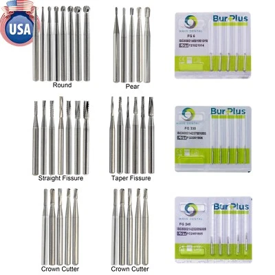 Wave Dental Carbide Bur FG330 Round 1/4 2 4 6 8 557 Friction Grip High Speed Bur - Image 1 of 4