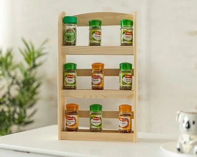 Wooden Spice Rack 3 Tier Kitchen Storage Display Unit Herb Organizer Holder Home - Image 1 of 4