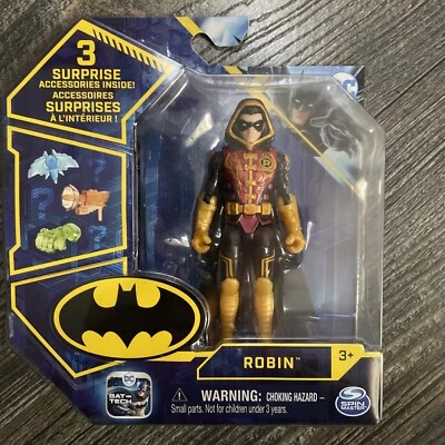 Robin Gold 4 pulgadas Spin Masters Bat-Tech METÁLICO Robin con capucha con 3 sorpresas Foto 1 de 4