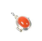 925 Solid Sterling Silver Red Carnelian Poison Pendant-1.2 Inch C578