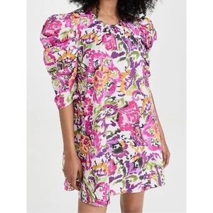 Misa Los Angeles Emilia Swing Mini Dress Floral Splash Puff Sleeve NWT Large - Picture 1 of 10