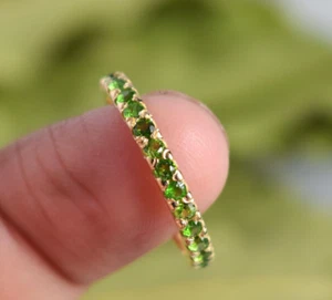 Anello fascia diopside cromato oro giallo massiccio 14 kt fascia eternità gio... - Foto 1 di 1