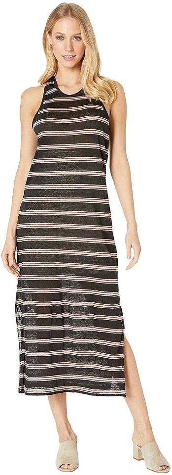 Joie Women 248829 Caviar Brellen Twist Back Linen Tank Dress Size Large