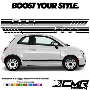 2 Adesivi Fiancate Laterali Fiat 500 Abarth Strisce Grafiche Fasce Sotto Porta - Imagen 1 de 1