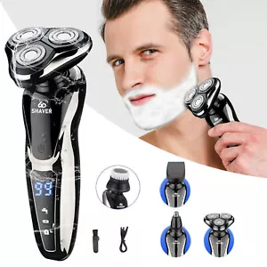 Electric Wet/Dry Razor Men USB Rechargeable Rotary Shaver Beard Trimmer Shaving - Picture 1 of 15