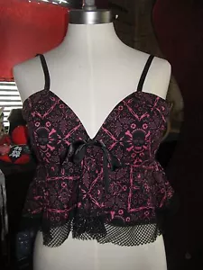 Naughty Lola leopard cami top bustier pinup biker stripper burlesque rockabilly - Picture 1 of 3
