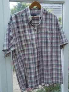 Pegasus White And Coloured Checked Men's Short Sleeved Shirt Size XL Chest 45" - Picture 1 of 10