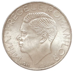 ROMANIA 500 LEI 1941 SILVER COIN UNC, HAIRLINES - Picture 1 of 4