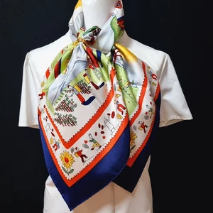 RARO VINTAGE HERMES Bufanda de Seda "Retour A La Terre" Carre 90 por Oliver Dumas - Imagen 1 de 15