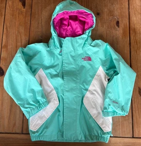 The North Face Girls Size 3T Hyvent Windbreaker Jacket Hood Aqua Pink - Picture 1 of 11