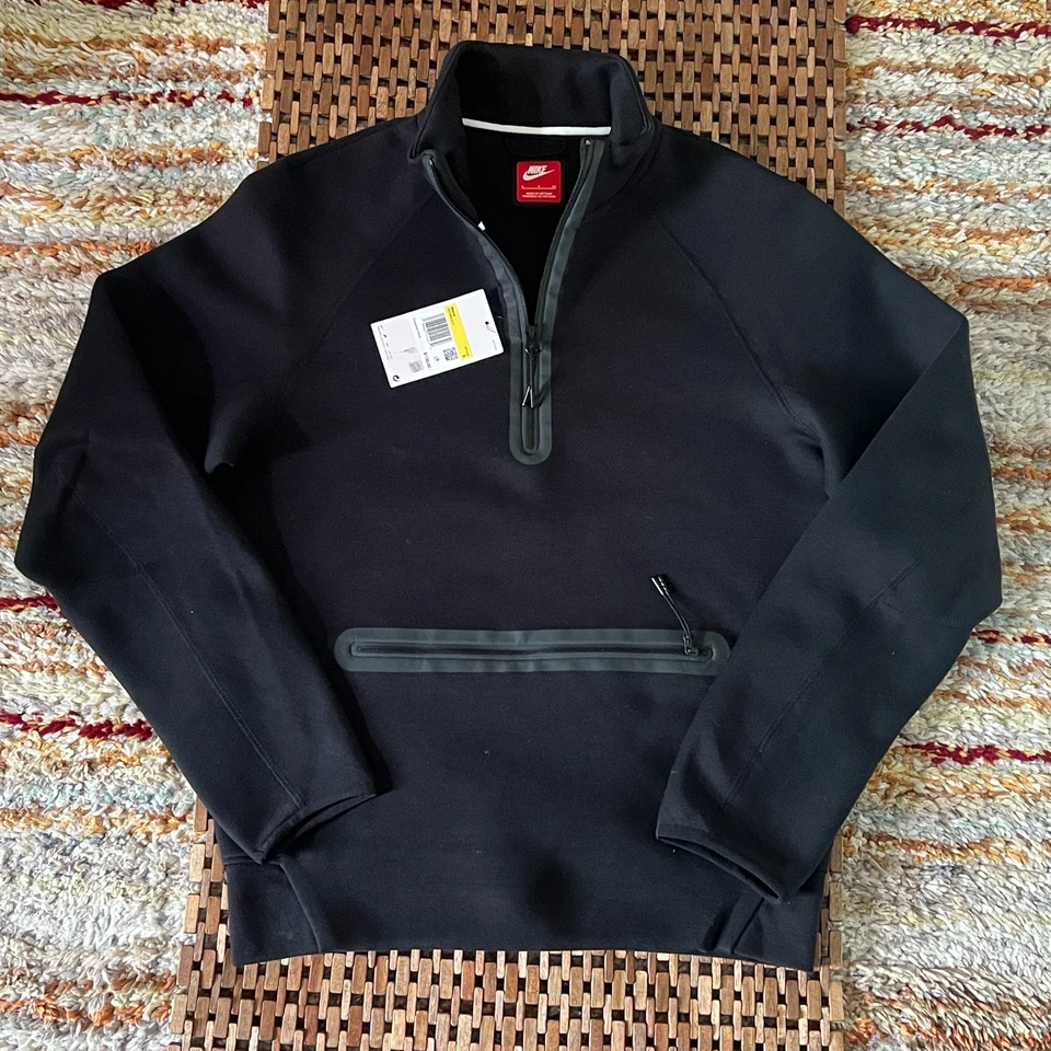 NUEVO CON ETIQUETAS Nike Tech Fleece Anorak Pullover Chaqueta Negra Para Hombre Talla Pequeña S NUEVO Foto 1 de 3