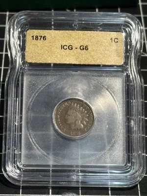 1876 Indian Head Cent 1c ICG G6 - Image 1 of 2