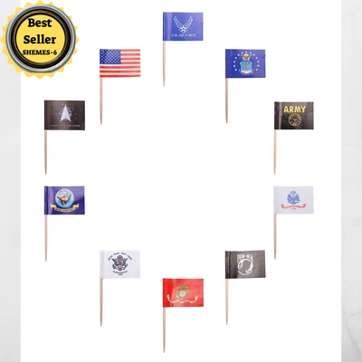 CANTENDO 100 pcs US American Set sea, land, air, military toothpick flag Mini Small......