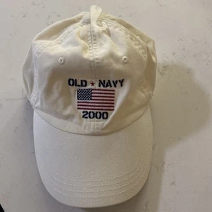 Old Navy 2000 Hat white M/L  Embroidered American Flag Vented Holes - Picture 1 of 7