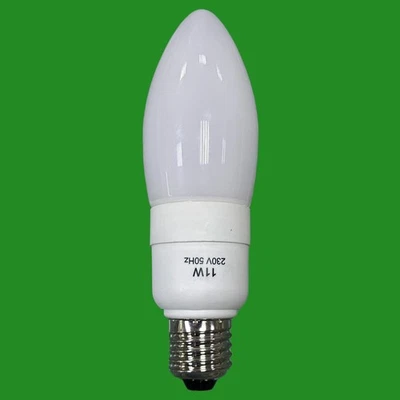 4x 11W CFL Large Candle Light Bulbs C49 6500K Daylight White ES E27 Edison Screw - Image 1 of 3