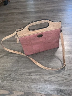 Eve пробка сумочки натуральный пробки и розовый цвет ручки и ремень отличном неиспользованный  - Изображение 1 из 4