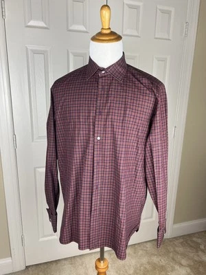 Ralph Lauren Purple Label Red Plaid  French Cuff Dress Shirt Size 17 - Image 1 of 4