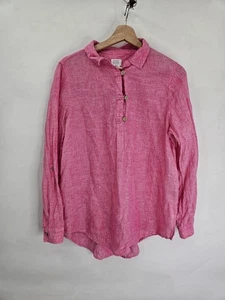 Sigrid Olsen Top Bluse 100% Leinen Langarm Rollriegel Beachy Damen Gr. M - Bild 1 von 6