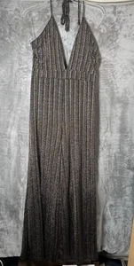 🆕 Fashion Nova Womens One Piece Pant Suit 2X Sleeveless Black/Gold open back - Picture 1 of 8