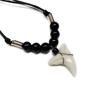 Genuine Shark Tooth Necklace, Mako Shark Tooth Necklace for Men, Cool Seed Be... - Picture 1 of 6