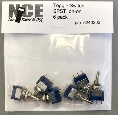 NCE ~ On/On SPST Toggle Switch ~ 6 Pack ~ 5240303 - Image 1 of 2