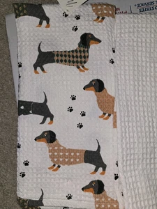 Toallas de cocina Dachshund estampado de patas de perro gofre 20"x28" Maison Home nuevas con etiquetas - Imagen 1 de 3