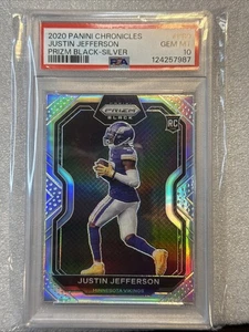 2020 Chronicles Prizm Black Silver Justin Jefferson Rookie #PB9 PSA 10 Gem Mint! - Bild 1 von 2