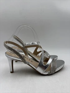 LifeStride Womens Mia Glitz Silver Leather Slingbacks Size 11 W - Picture 1 of 6