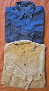 KONVOLUT ZWEI KULTIGE VINTAGE 50er 60er CHAMOIS BLAU GELB/HELLBRAUN 16,5 17 MADE IN USA - Bild 1 von 16