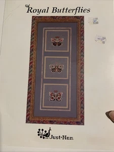 1993 Just Nan Royal Butterflies Vintage Cross Stitch Pattern JN019 - Picture 1 of 3