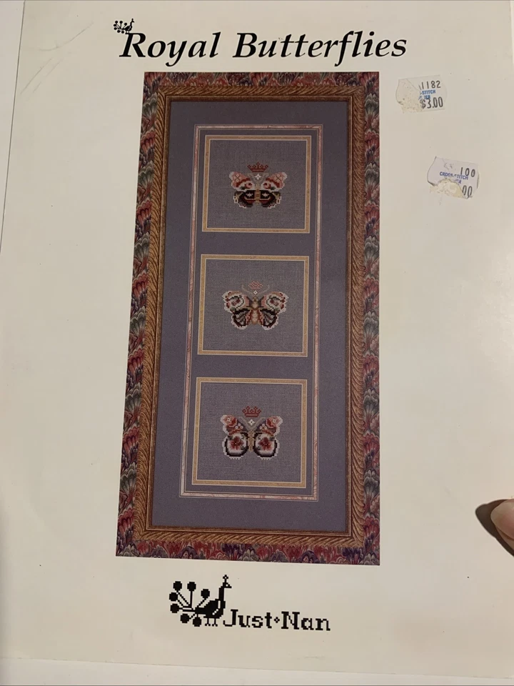 1993 Just Nan Royal Butterflies Vintage Cross Stitch Pattern JN019 - Image 1 of 3