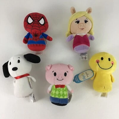 Hallmark Itty Bittys 5pc Lot Spider-Man Miss Piggy Snoopy Plush 4" Toy Doll - Image 1 of 4