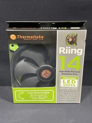 Thermaltake CL-F039-PL14GR-A Riing 14 High Static Pressure GreenLED Radiator Fan - Image 1 of 4
