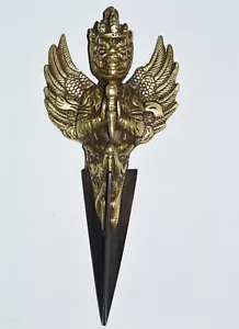 Iron and Brass Bajra Tibetan Vajra dagger handmade Dorjee Ritual object , V1 - Picture 1 of 4