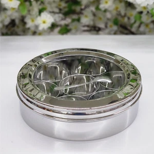 Scatola spezie acciaio inox Masala Dabba con contenitori singoli arredamento cucina - Foto 1 di 6