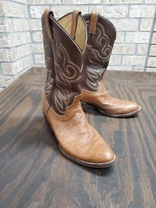 Mingo Boot Co. El Paso Texas Botas de Vaquero de Cuero Marrón para Hombres Talla 10.5 Western - Imagen 1 de 12