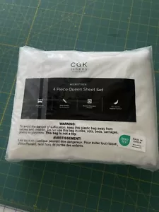 CGK linens by CGK 4 Piece Queen Microfiber Sheets Set - WHITE - Picture 1 of 2
