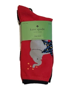 Kate Spade Crew-Socken Elefant schwarz rot weiß gestreift 3er-Pack KSNY - Bild 1 von 7