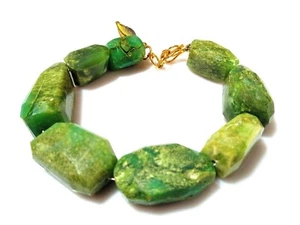 CHRYSOPRASE VESUVIANIT FACETTIERTES NUGGET 13X16-15X24MM EDELSTEIN 7 ZOLL ARMBAND - Bild 1 von 8